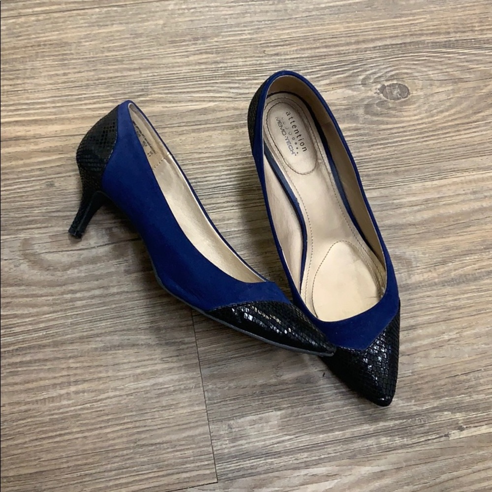 Navy Blue Pumps w/Black Snake Leather (fake)
